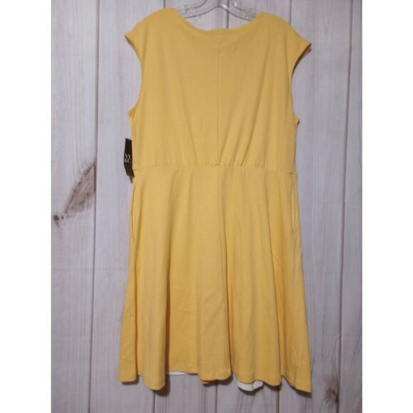 New York and Company Dress Ladies Extra Large Yellow Fit & Flare - Picture 2 of 8